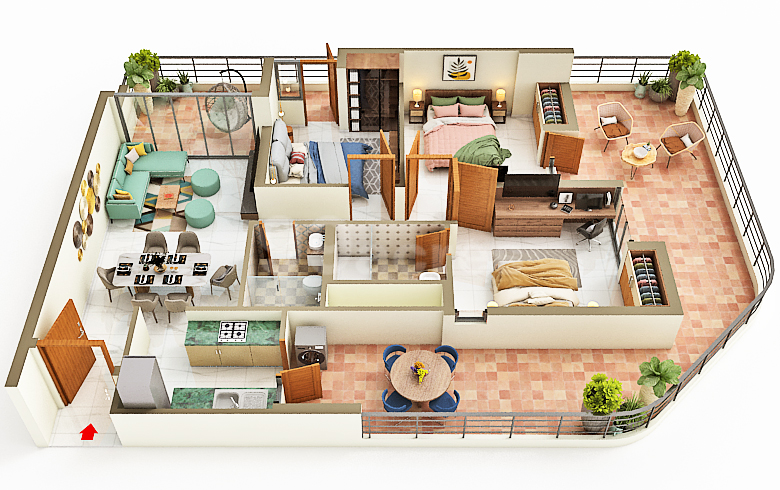 3 BHK Floor Plan